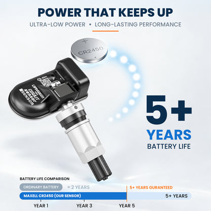 (FREE Installation) CGSULIT TS01 Universal Programmable TPMS Sensor Silver Alloy Valve