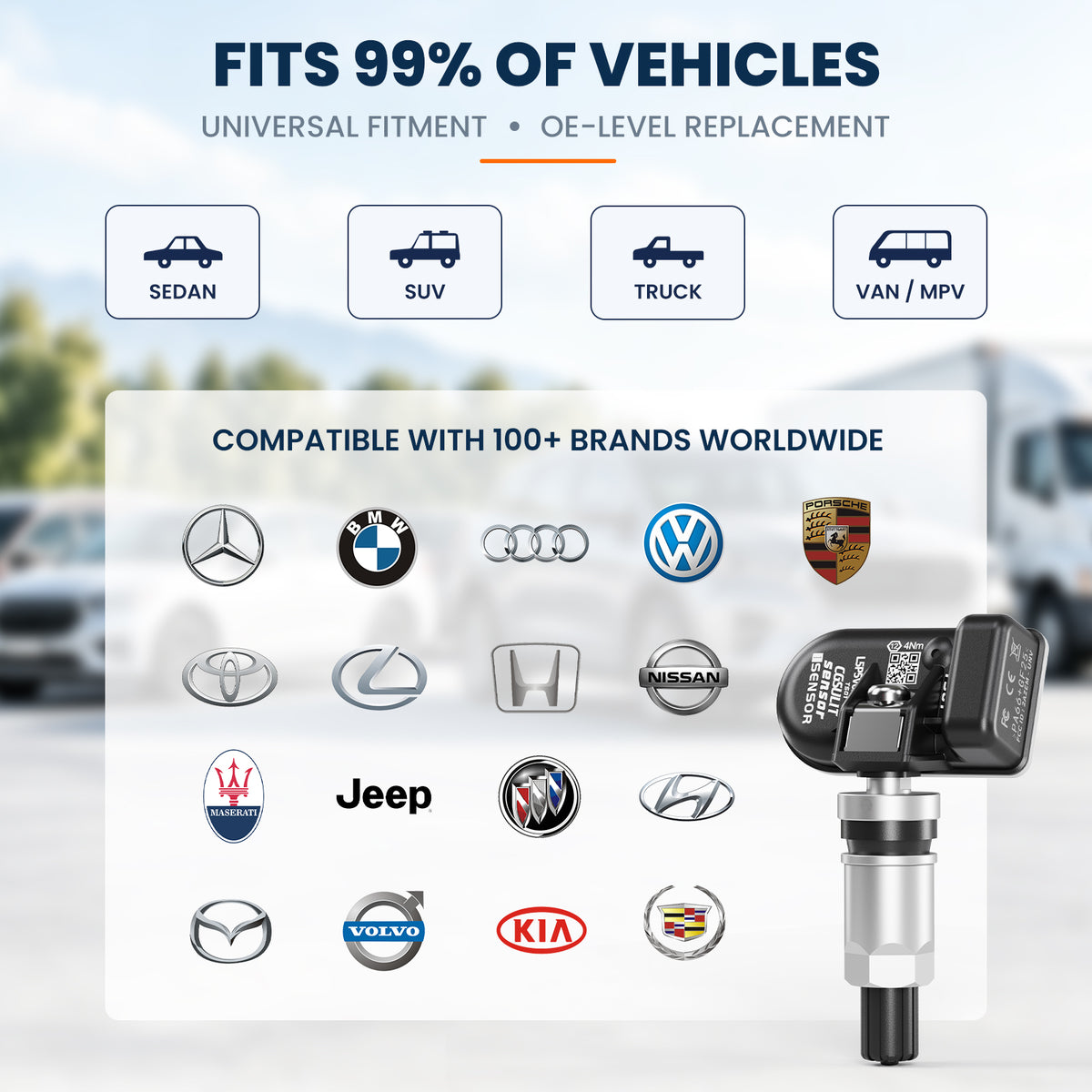 (FREE Installation) CGSULIT TS01 Universal Programmable TPMS Sensor Silver Alloy Valve