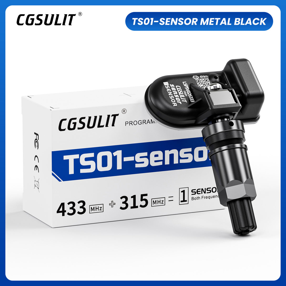 CGSULIT TS01 Universal Programmable TPMS Sensor Black Alloy Valve