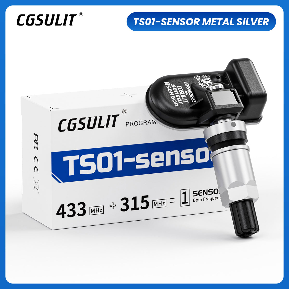 (FREE Installation) CGSULIT TS01 Universal Programmable TPMS Sensor Silver Alloy Valve