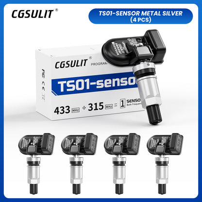 (FREE Installation) CGSULIT TS01 Universal Programmable TPMS Sensor Silver Alloy Valve